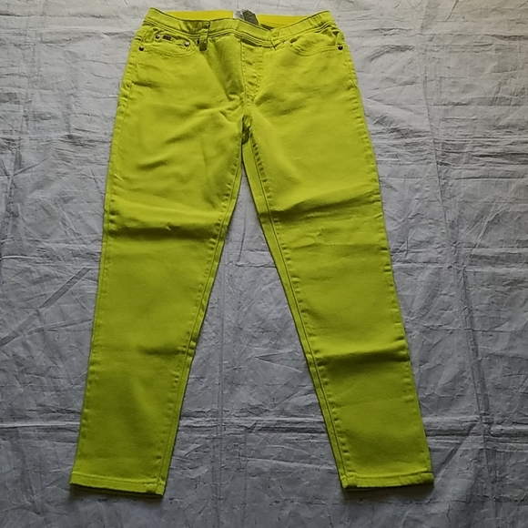 DG Neon Lime Stretch Rise Petite Pants - Picture 2 of 7